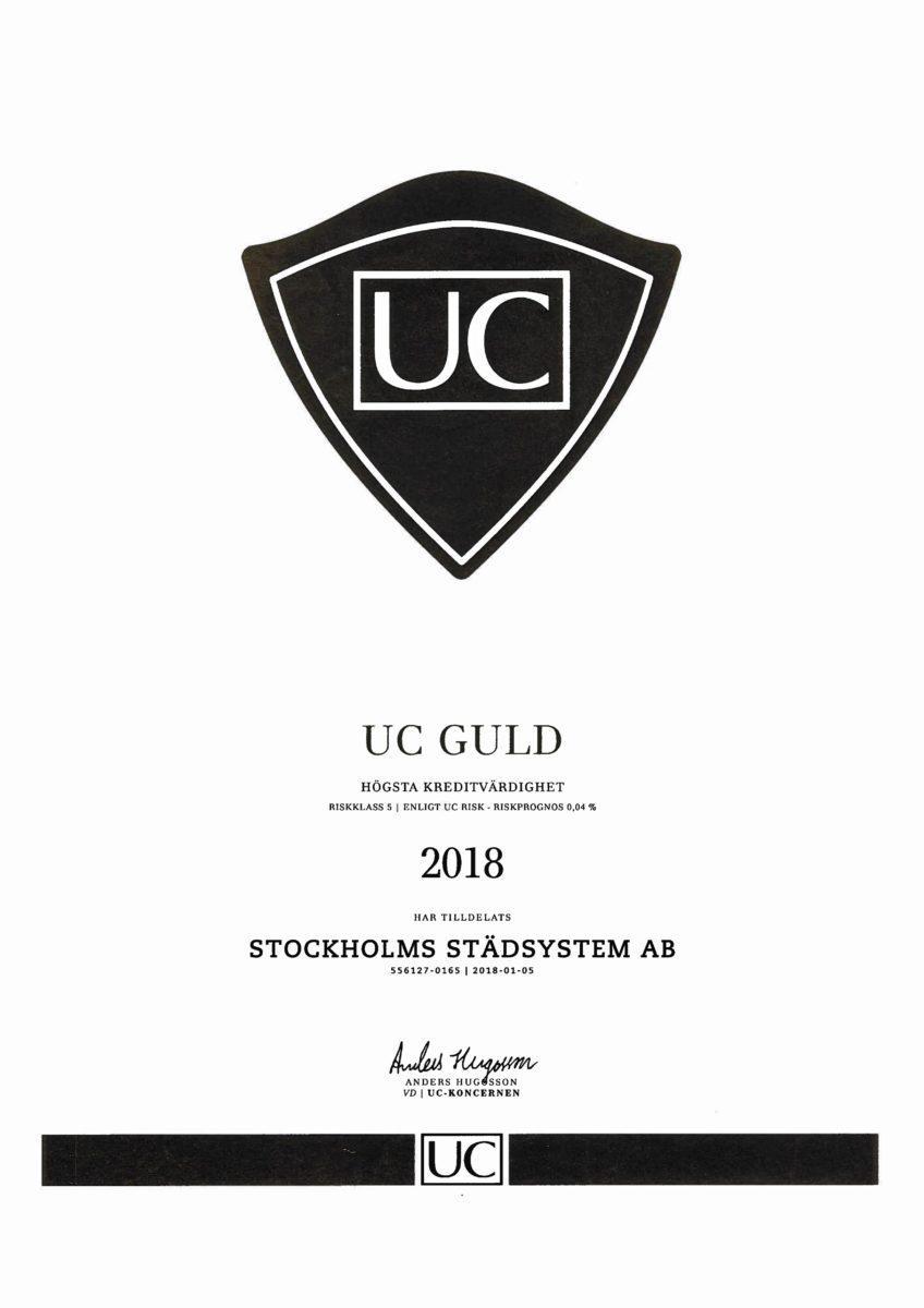 Trygg Städfirma - 2018 UC Kreditvärdighet Stockholms Städsystem AB