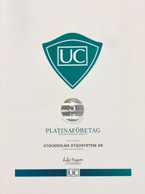 Stockholms Städsystem är nu ett UC Platinaföretag